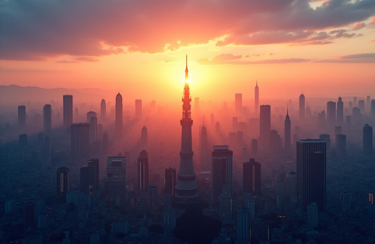 Tokyo skyline at dawn, representing new insights.